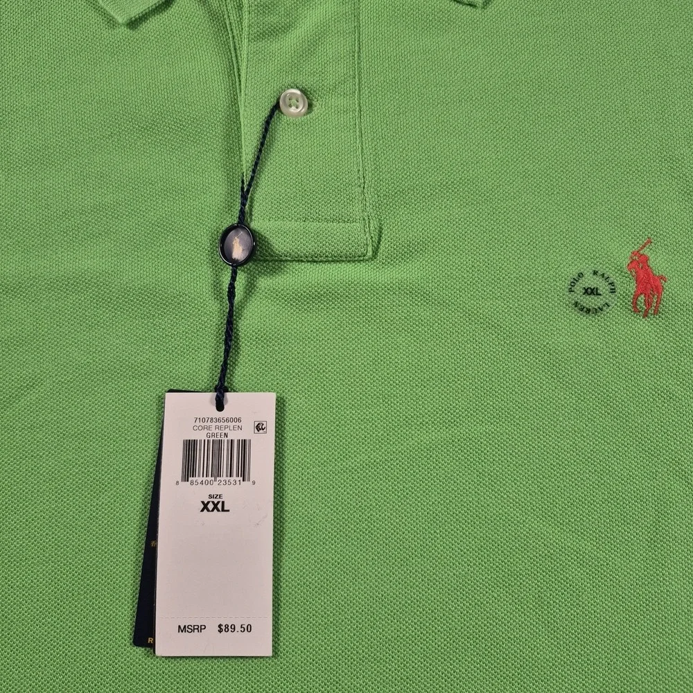 Polo Ralph Lauren Classic Fit Green Solid Short Sleeve Polo Shirt Men's XXL